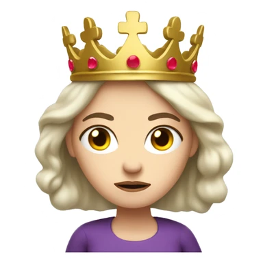 White-skinned woman, crown on head, angry, independent, queen, Cross her arms sticker