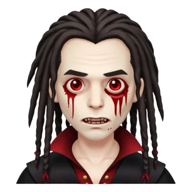 Blood face vampire with dreads holding a skin 47 sticker