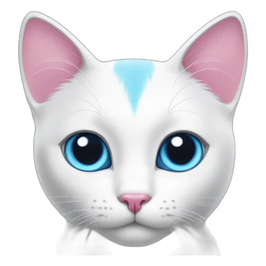 White cat with pink ears and blue eyes sticker
