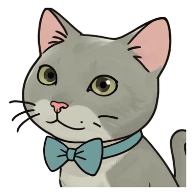 Cat With a bow in his ear  sticker