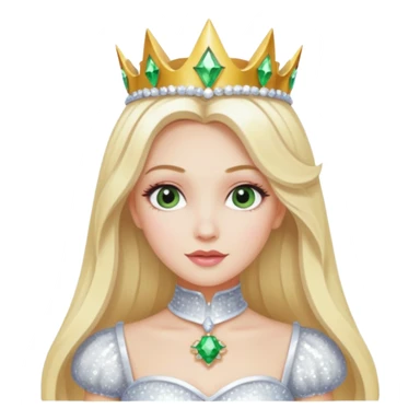 Th Good Witch from Oz with long blonde hair, white sequin outfit sticker