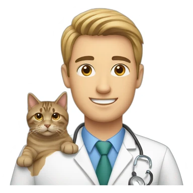 male veterinarian with dog and cat sticker