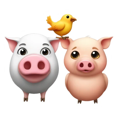 A pig and a bird sticker