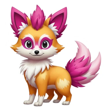 Electric snowy white pink magenta feathery Fennekin-Growlithe-Electrike-fusion (full body) sticker