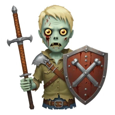 zombie with sword and shield sticker