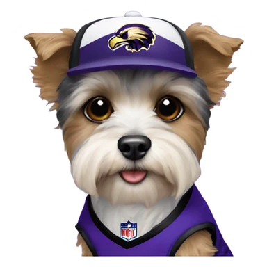 Yorkiepoo and white dog with pointy ears in Ravens jerseys  sticker