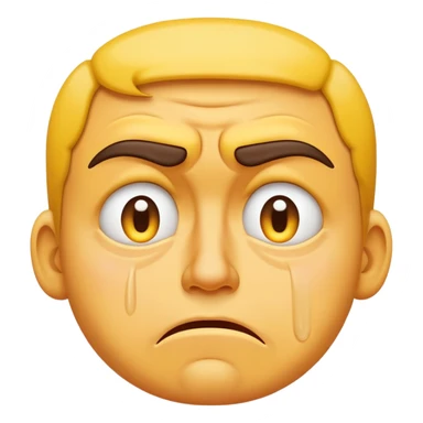 yellow face with furrowed brows, frown, tears streaming down, mad and crying sticker