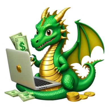 A dragon with a laptop and a stack of money sticker