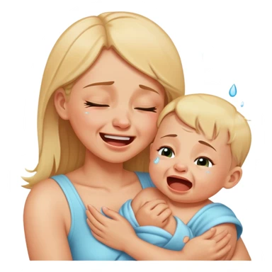 Baby crying and mom laughing sticker