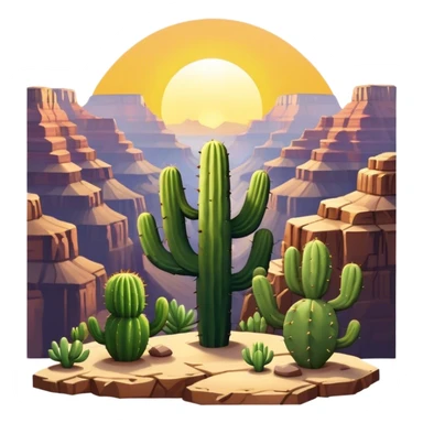 Grand Canyon with cactus and sun sticker