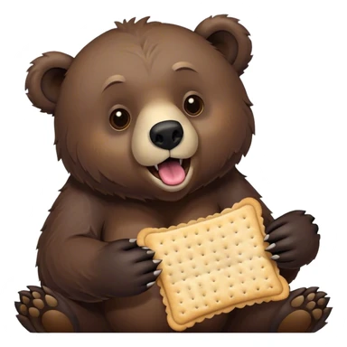 a violently ill bear eating a saltine cracker sticker