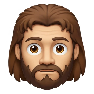 caveman with a long jawline, butt chin, brown hair, slight unibrow, brown eyes, and tan skin sticker