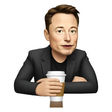 elon musk drinking a coffee sticker