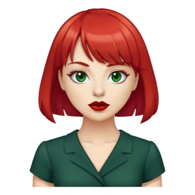 Woman with red bangs dark green work dress   sticker
