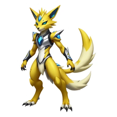  Cool Edgy Shiny Futuristic Ethereal Legendary Zeraora-Digimon-Lombax-Renamon-hybrid full body sticker