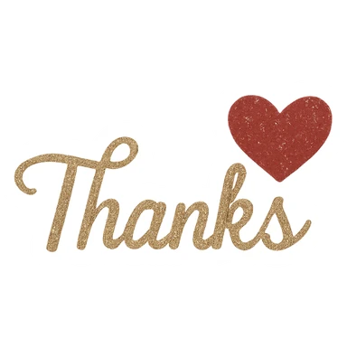  glitter thanks heart, remove background sticker