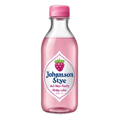 realistic Johnson and Johnson style bottle pink cap pink label clear bottle with aint no party like a berry party written on the logo with diddy logo sticker