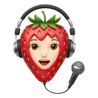 A strawberry holding mic and wear headphone sticker