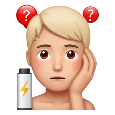 Red Low battery next to a tired person’s face sticker