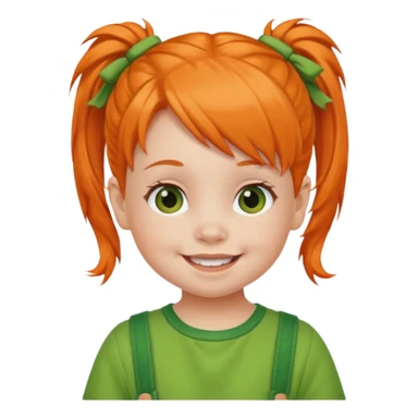 orange pigtail hair girl baby green outfit sticker