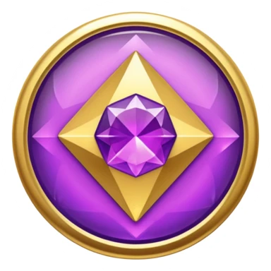 A round badge for a paid subscription, gold with purple diamonds, level 6 sticker