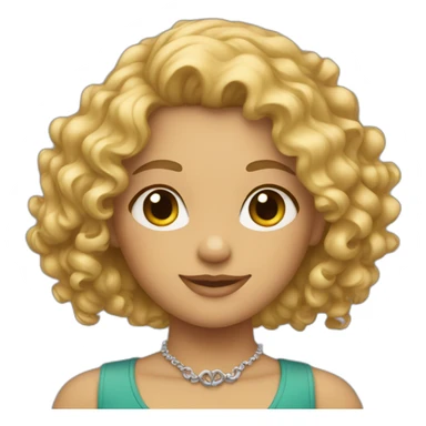 Blond curly-haired girl with necklace sticker