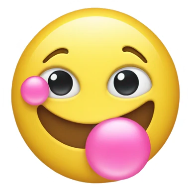 Yellow face emoji with bubble gum sticker