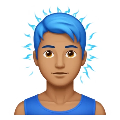 A man with no shirt and oura surrounding him like goku sticker