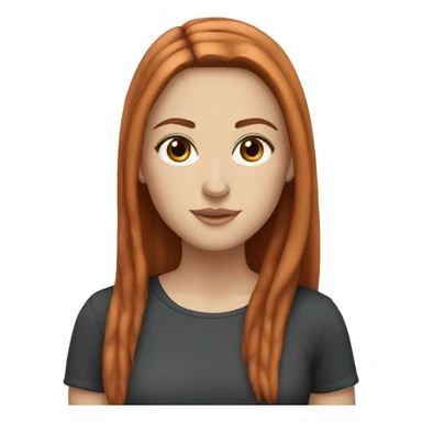 White girl auburn straight hair with brown eyes sticker