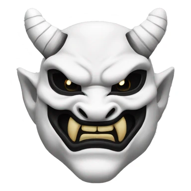 Japanese Dragon Oni Mask. White and Black. Looking Slightly Down. sticker