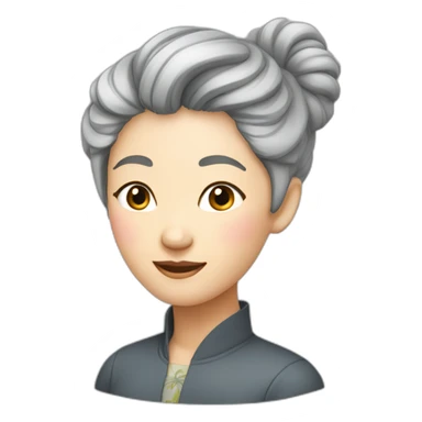 Chinese lady grey hair up side down pasture sticker