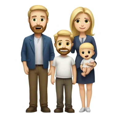 a family, with a mother with blonde hair, a white-skinned father with a brown beard and a Jewish baby. sticker