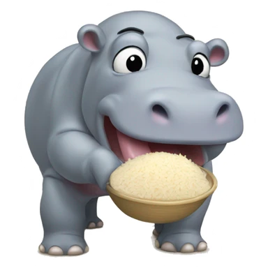 hippo eating rice sticker