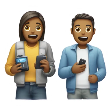 2 people: one sad because his battery is empty, the other is happy because his battery is full sticker