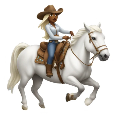 Woman with a cowboy hat riding White horse sticker