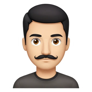 tech bro with black hair, black mustache, brown eyes. black shirt. sticker