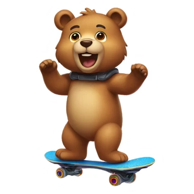 an emoji bear on hoverboard sticker