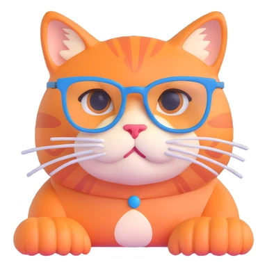 orange cat wearing eyeglasses sticker