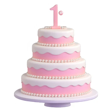 three-tier light pink cake decorated with pearls sticker