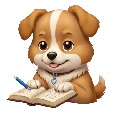 cachorro escrevendo um livro sticker