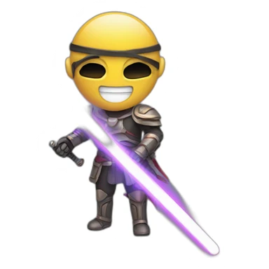 smile emoticon with a laser sword sticker