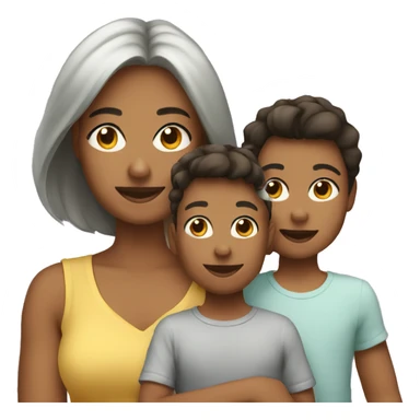 Mom with son and daughter  sticker