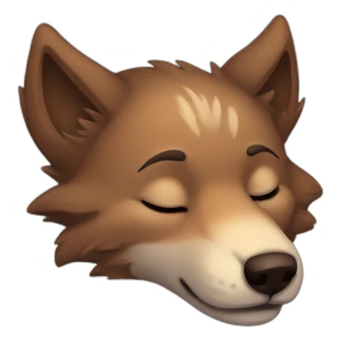 Brown cute Wolf furry sleeping sticker