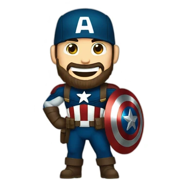 Bearded Captain america laught sticker