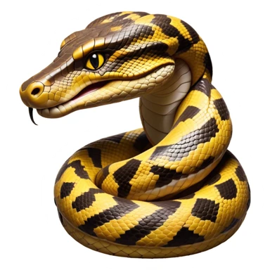 Cinematic Noble Anaconda Portrait Emoji, Poised and imposing, with a massive, sinuous build draped in intricately patterned scales and piercing, focused eyes, Simplified yet sharp and sophisticated features, highly detailed, glowing with a soft, earthy glow, high shine, intelligent and formidable, stylized with an air of primal elegance, focused and mysterious, soft glowing outline, capturing the essence of a watchful jungle guardian that feels as though it could coil out of the screen with effortless authority! sticker