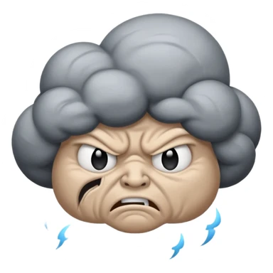 angry Thunderstorm Cloud, face, gray sticker