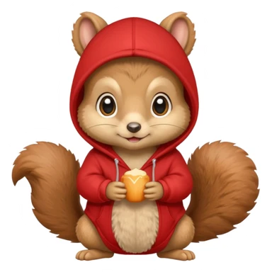 baby squirrel wear red hoodie sticker