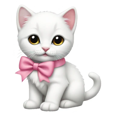 White kitten with pink bow sticker