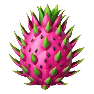 A vibrant dragon fruit emoji, showcasing its bright pink skin and green scales sticker