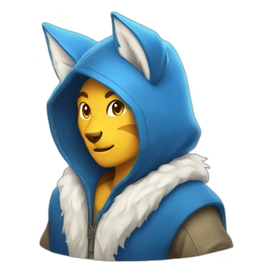 blue hood kitsune sticker
